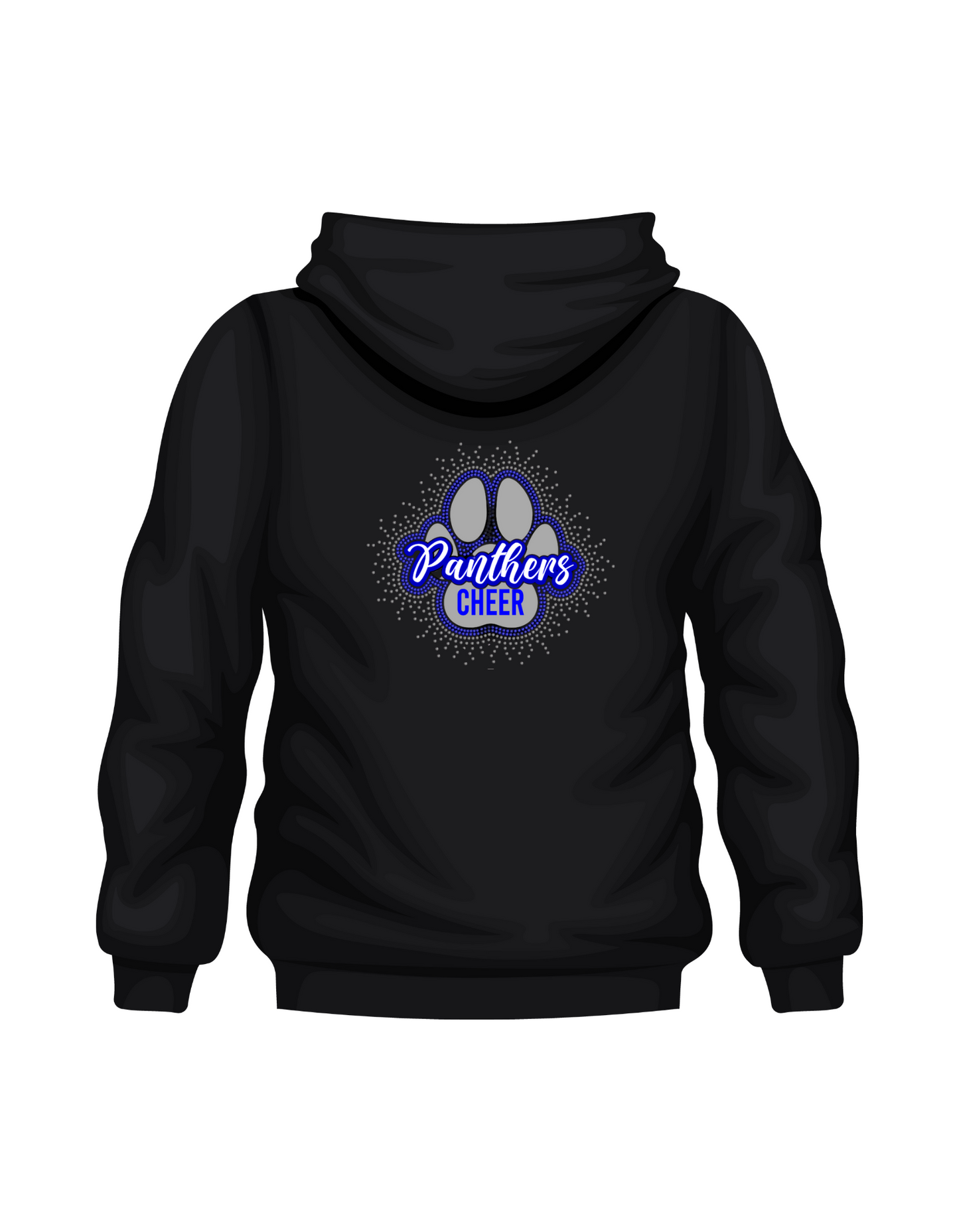 Panthers Rhinestone Full Zip Hoodie - Adult and Youth