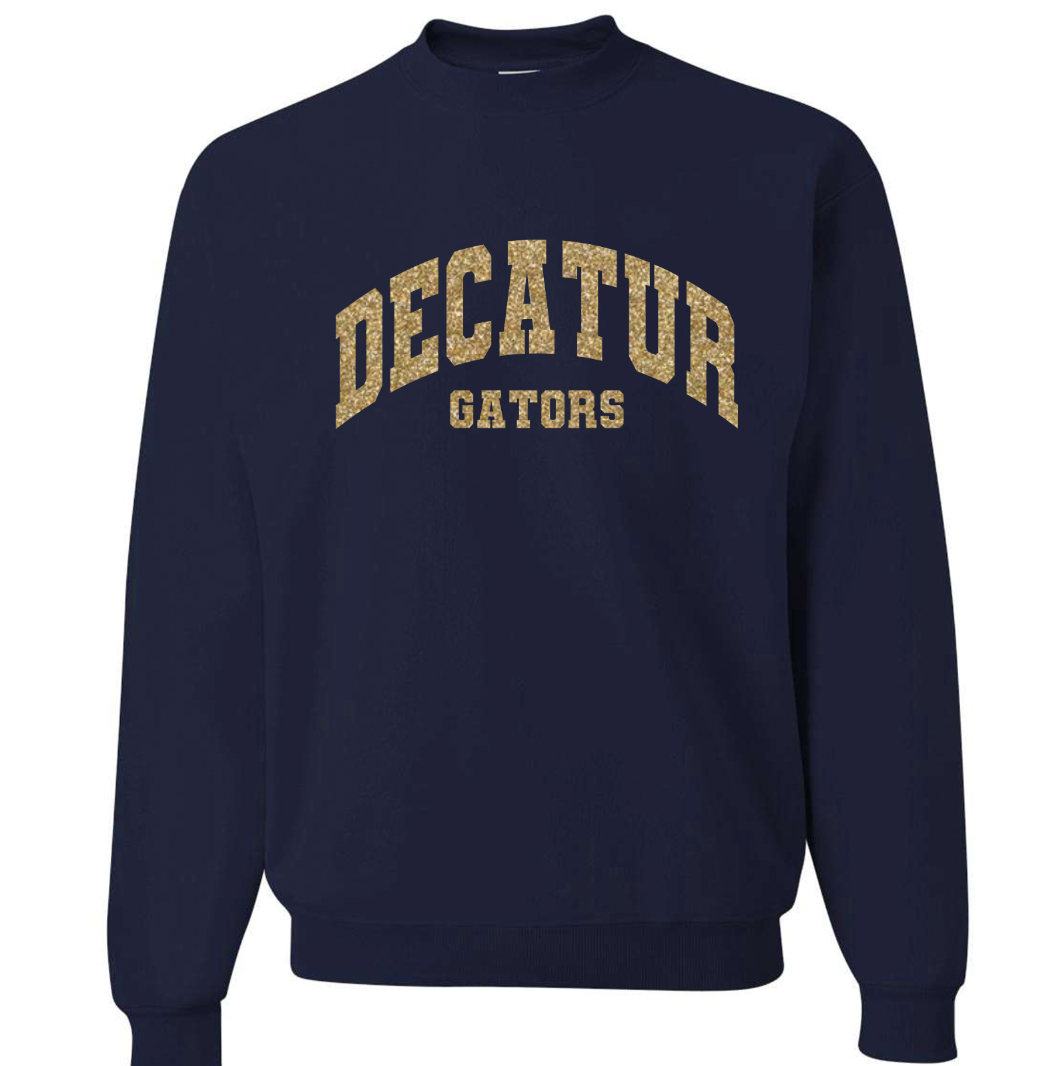 Decatur Gators Varsity Glitter Crewneck - Adult and Youth Sizes
