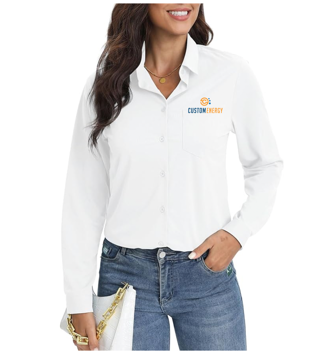 NEW Embroidered Women's Stretch Button Shirt