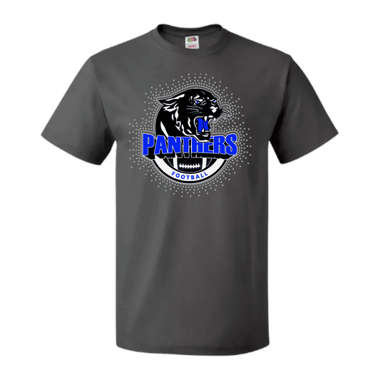 Rhinestone Panthers Football Logo Tee - Adult Only