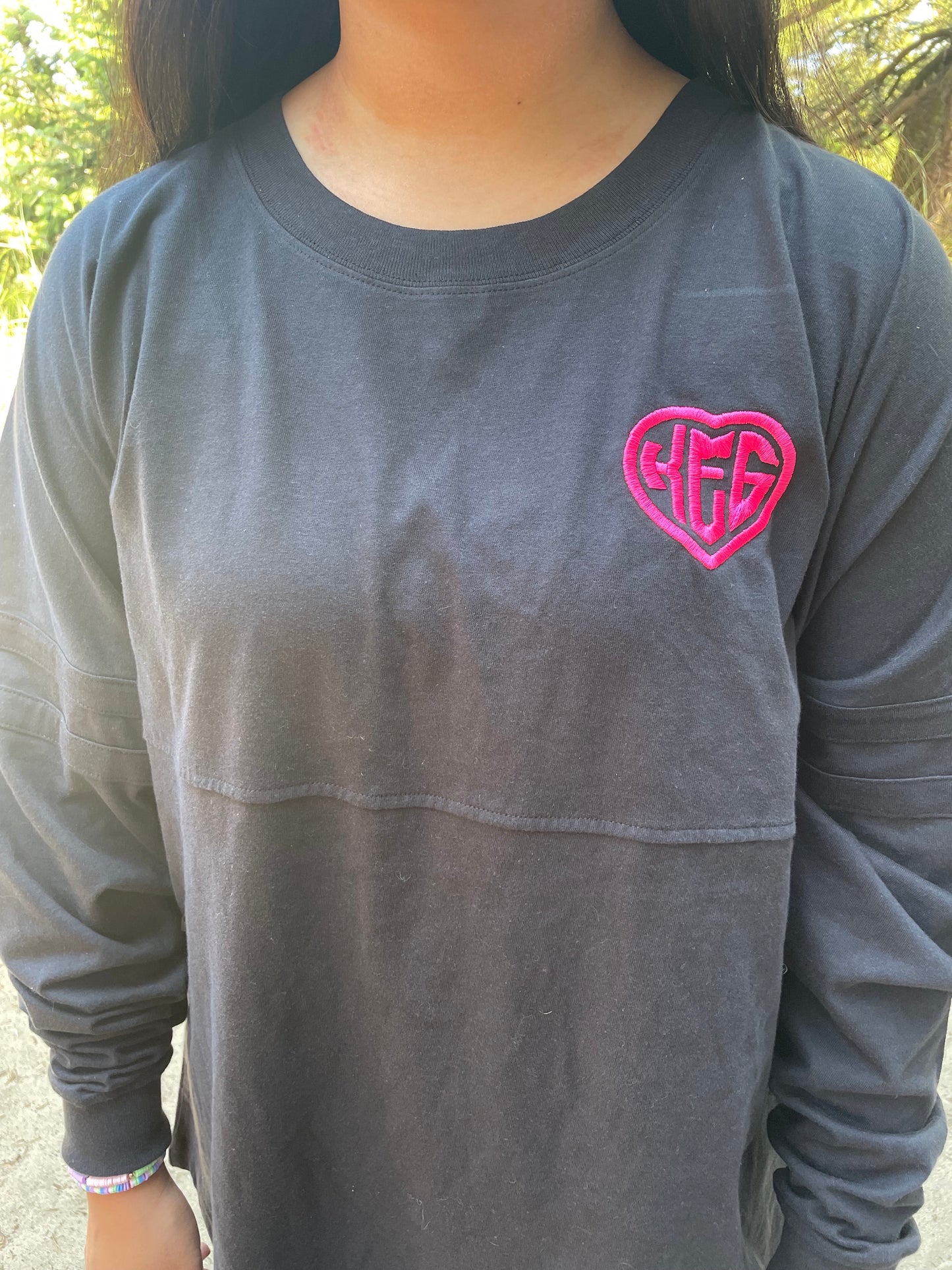 Embroidered Heart Monogram Oversized Custom Pom Pom Sports Jerseys