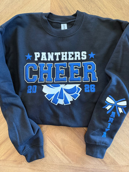 Personalized Panthers Cheer Puff and Glitter - Adult and Youth