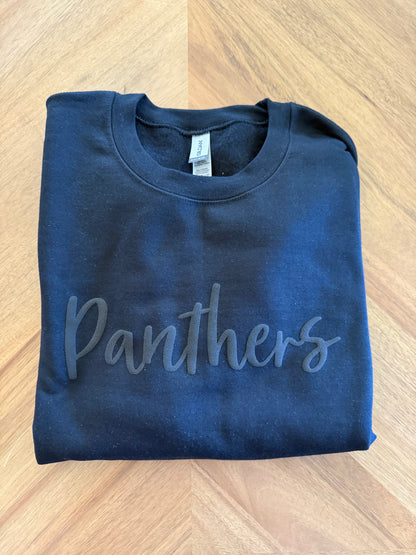 Panthers Tone on Tone Puff Crewneck Sweatshirt Two Styles - Adult and Youth