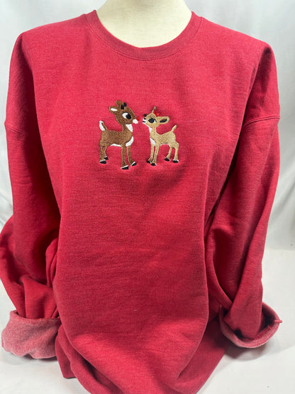 Rudoph and Clarice Embroidered Christmas Sweatshirt