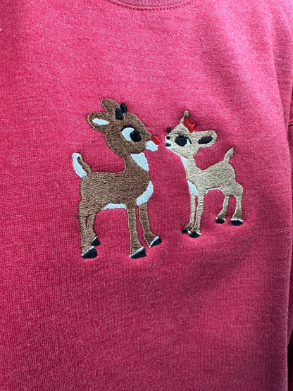 Rudoph and Clarice Embroidered Christmas Sweatshirt