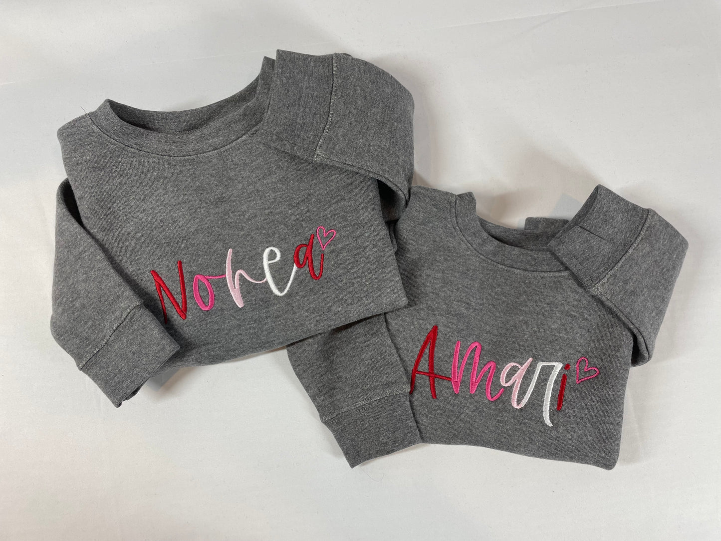 Valentines Embroidered Kid’s Name Sweatshirt | Personalized Name Sweatshirt | Big Sis Little Sis | Sister Sweatshirts