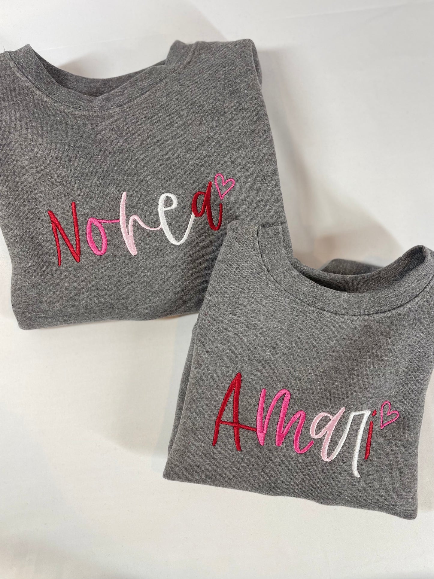 Valentines Embroidered Kid’s Name Sweatshirt | Personalized Name Sweatshirt | Big Sis Little Sis | Sister Sweatshirts