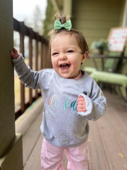 Rainbow Embroidered Kid’s Name Sweatshirt | Personalized Name Sweatshirt | Big Sis Little Sis | Sister Sweatshirts