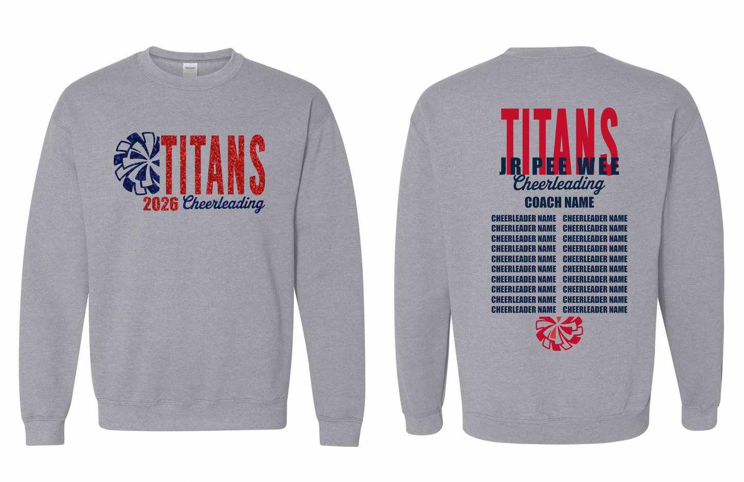 2026 Rancho Hills Titans Cheer Roster Jr Pee Wee - Tee, Crewneck, Hoodie