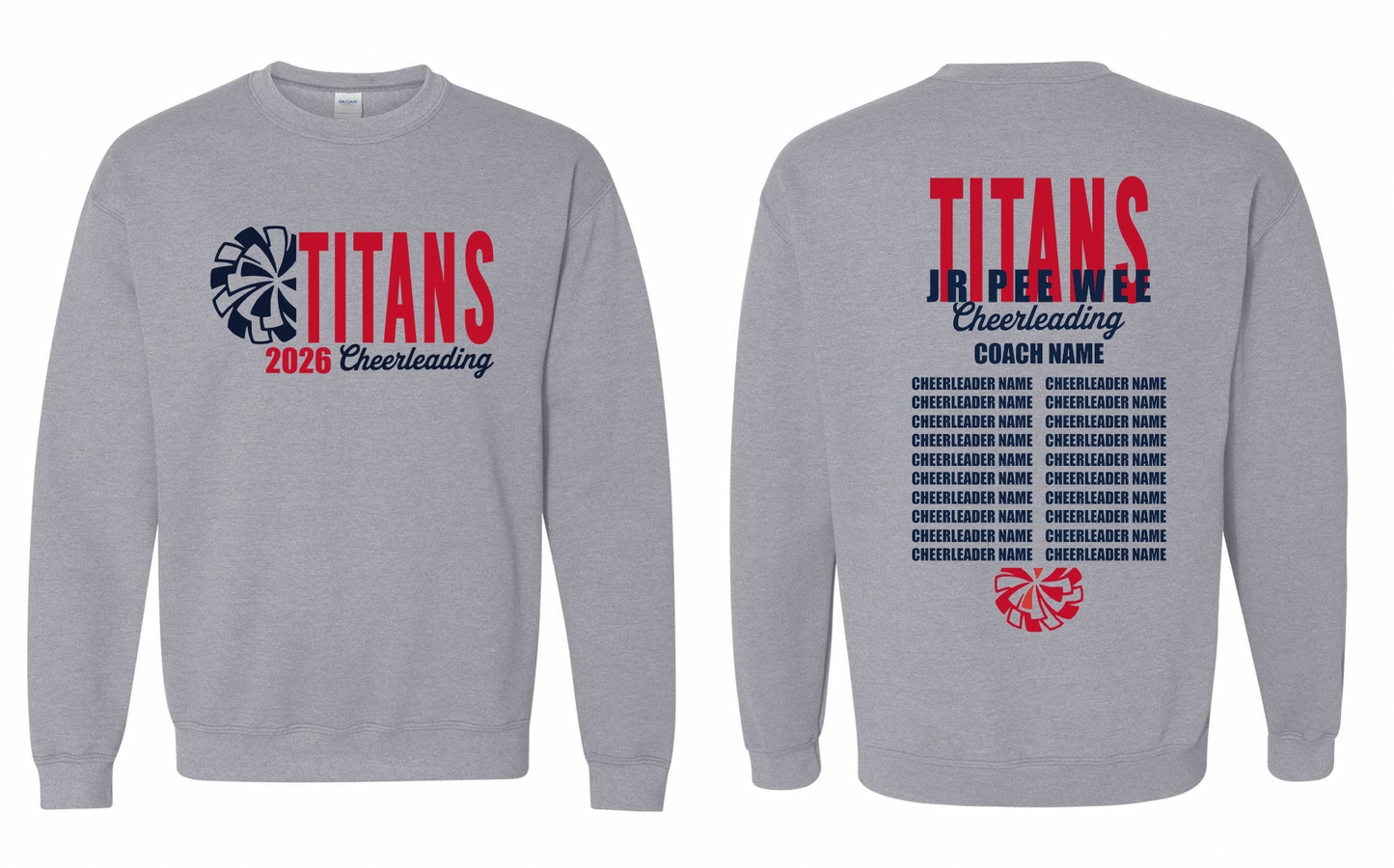 2026 Rancho Hills Titans Cheer Roster Jr Pee Wee - Tee, Crewneck, Hoodie