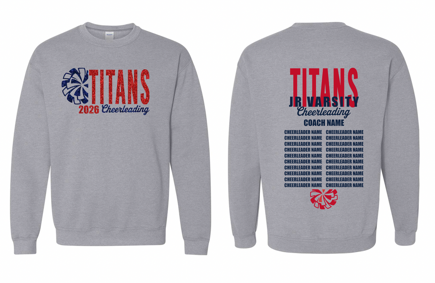 2026 Rancho Hills Titans Cheer Roster Jr Varsity - Tee, Crewneck, Hoodie