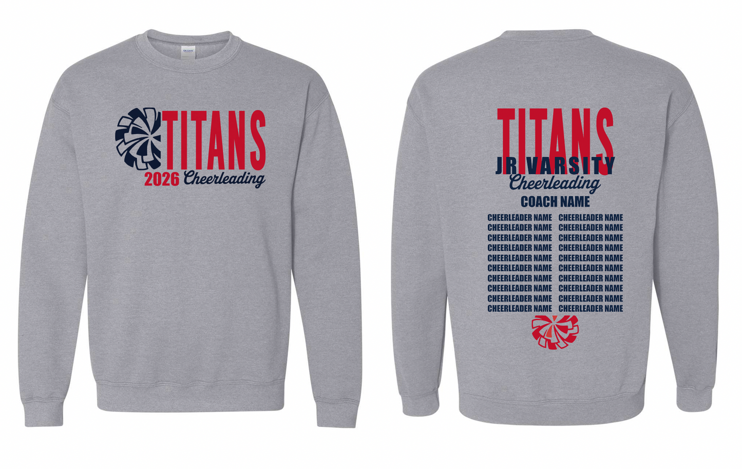 2026 Rancho Hills Titans Cheer Roster Jr Varsity - Tee, Crewneck, Hoodie