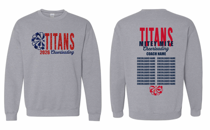 2026 Rancho Hills Titans Cheer Roster Mitey Mite - Tee, Crewneck, Hoodie