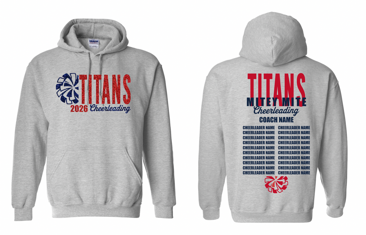 2026 Rancho Hills Titans Cheer Roster Mitey Mite - Tee, Crewneck, Hoodie