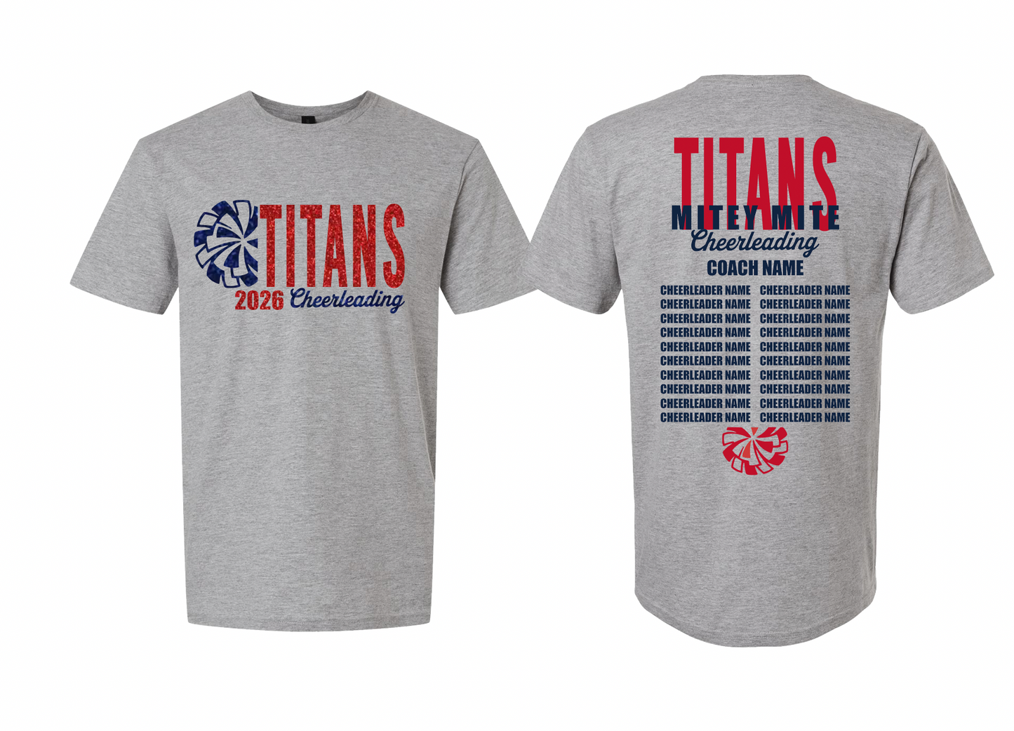 2026 Rancho Hills Titans Cheer Roster Mitey Mite - Tee, Crewneck, Hoodie