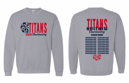 2026 Rancho Hills Titans Cheer Roster Mitey Mite - Tee, Crewneck, Hoodie