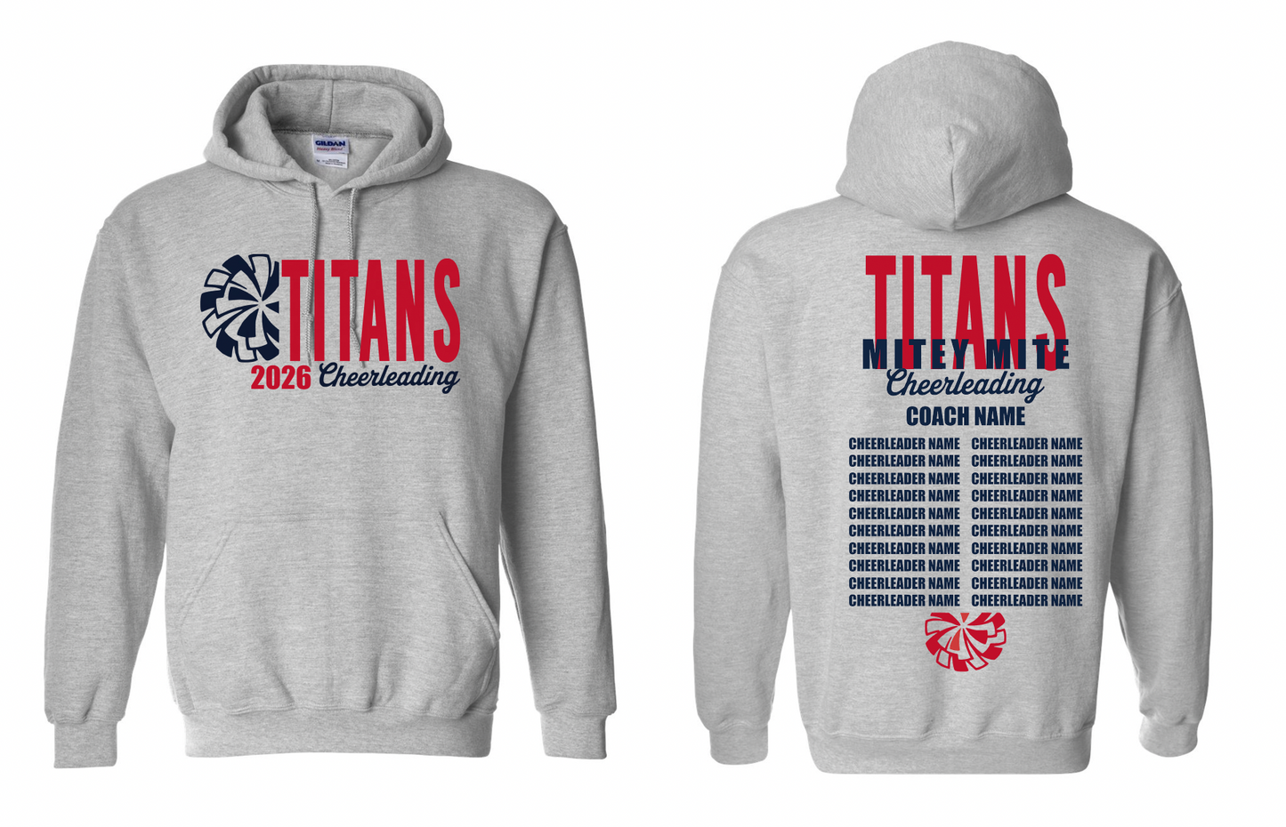 2026 Rancho Hills Titans Cheer Roster Mitey Mite - Tee, Crewneck, Hoodie