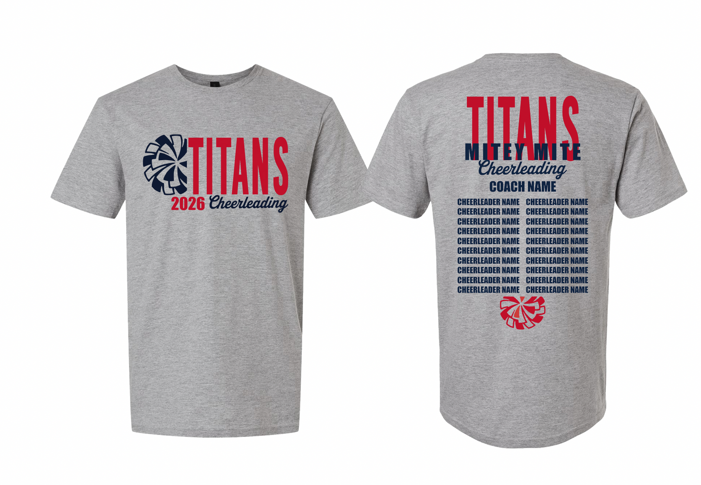 2026 Rancho Hills Titans Cheer Roster Mitey Mite - Tee, Crewneck, Hoodie