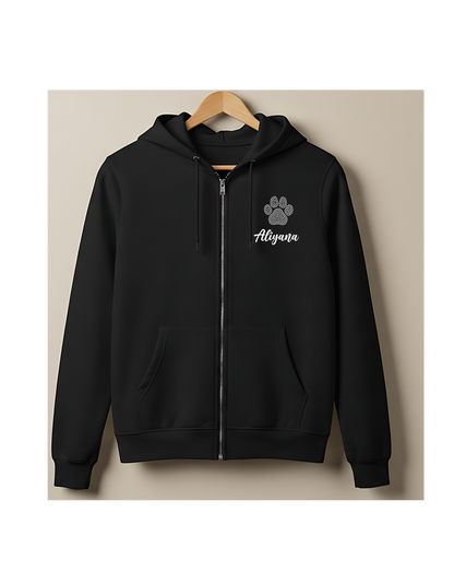 Panthers Rhinestone Full Zip Hoodie - Adult and Youth