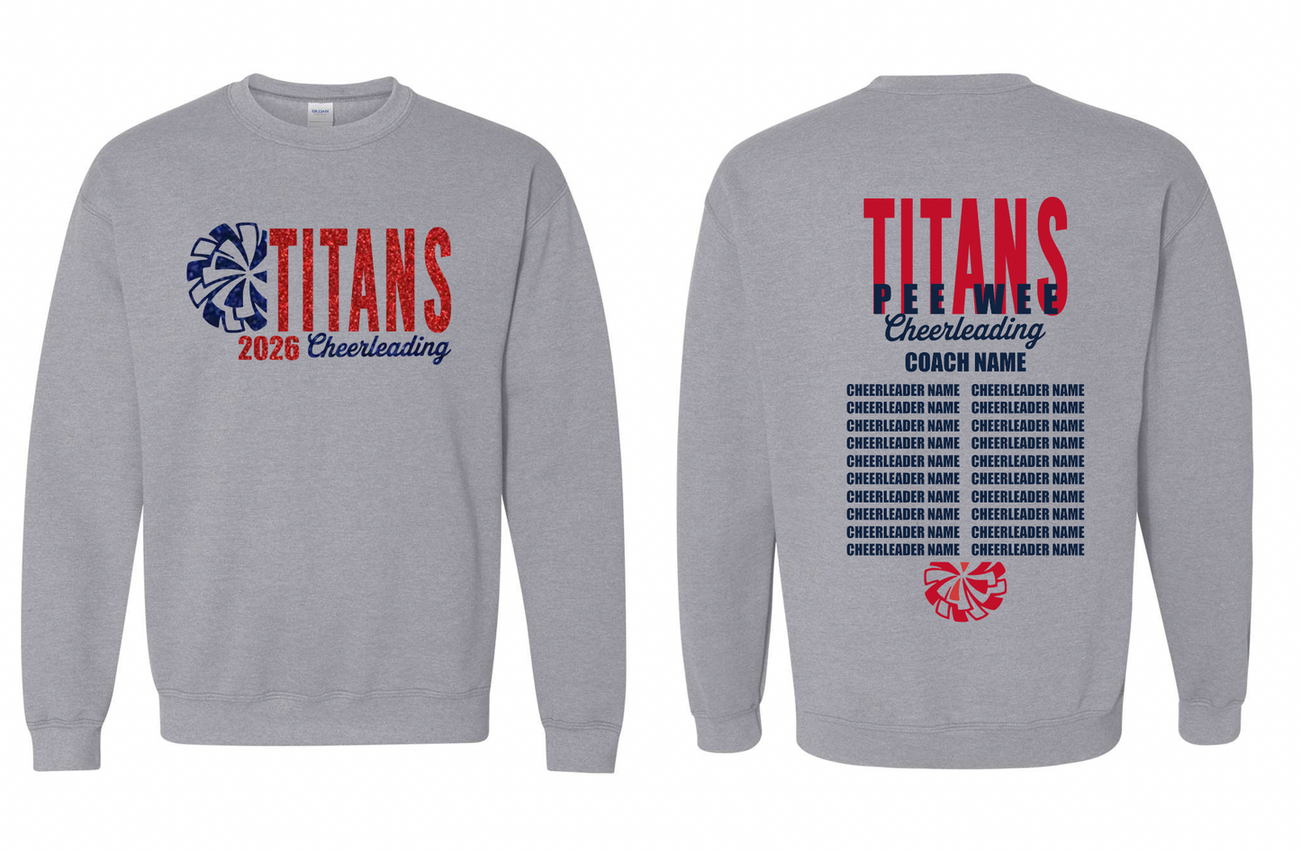 2026 Rancho Hills Titans Cheer Roster Pee Wee - Tee, Crewneck, Hoodie
