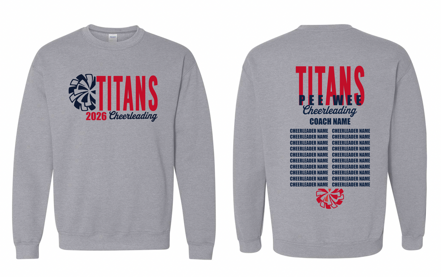 2026 Rancho Hills Titans Cheer Roster Pee Wee - Tee, Crewneck, Hoodie