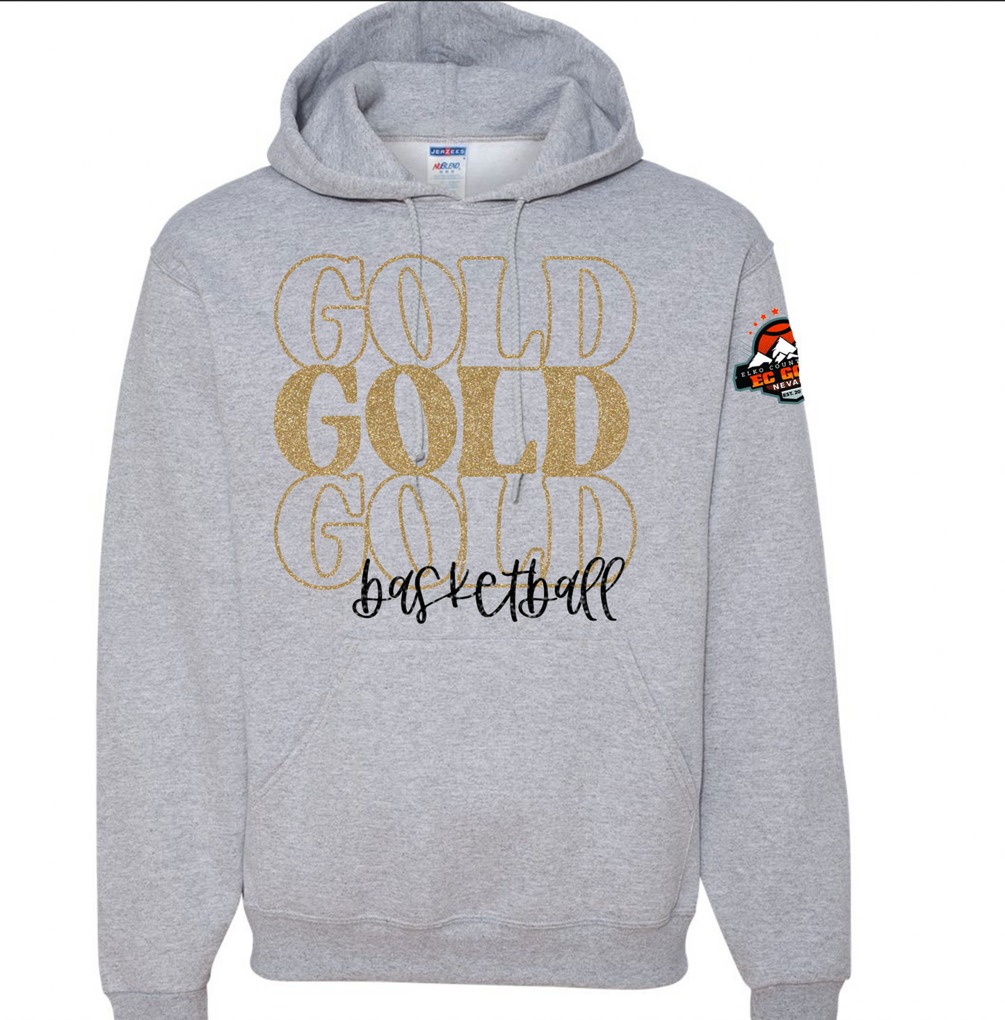 Stacked Retro Gold Basketball | Custom Team Gear | Personalized School Sweatshirt | Triple Word | Game Day | Team Spirit