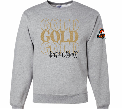 Stacked Retro Gold Basketball | Custom Team Gear | Personalized School Sweatshirt | Triple Word | Game Day | Team Spirit