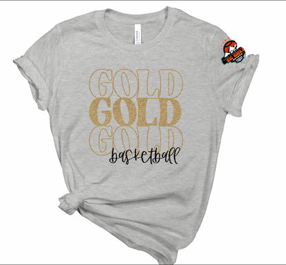 Stacked Retro Gold Basketball | Custom Team Gear | Personalized School Sweatshirt | Triple Word | Game Day | Team Spirit