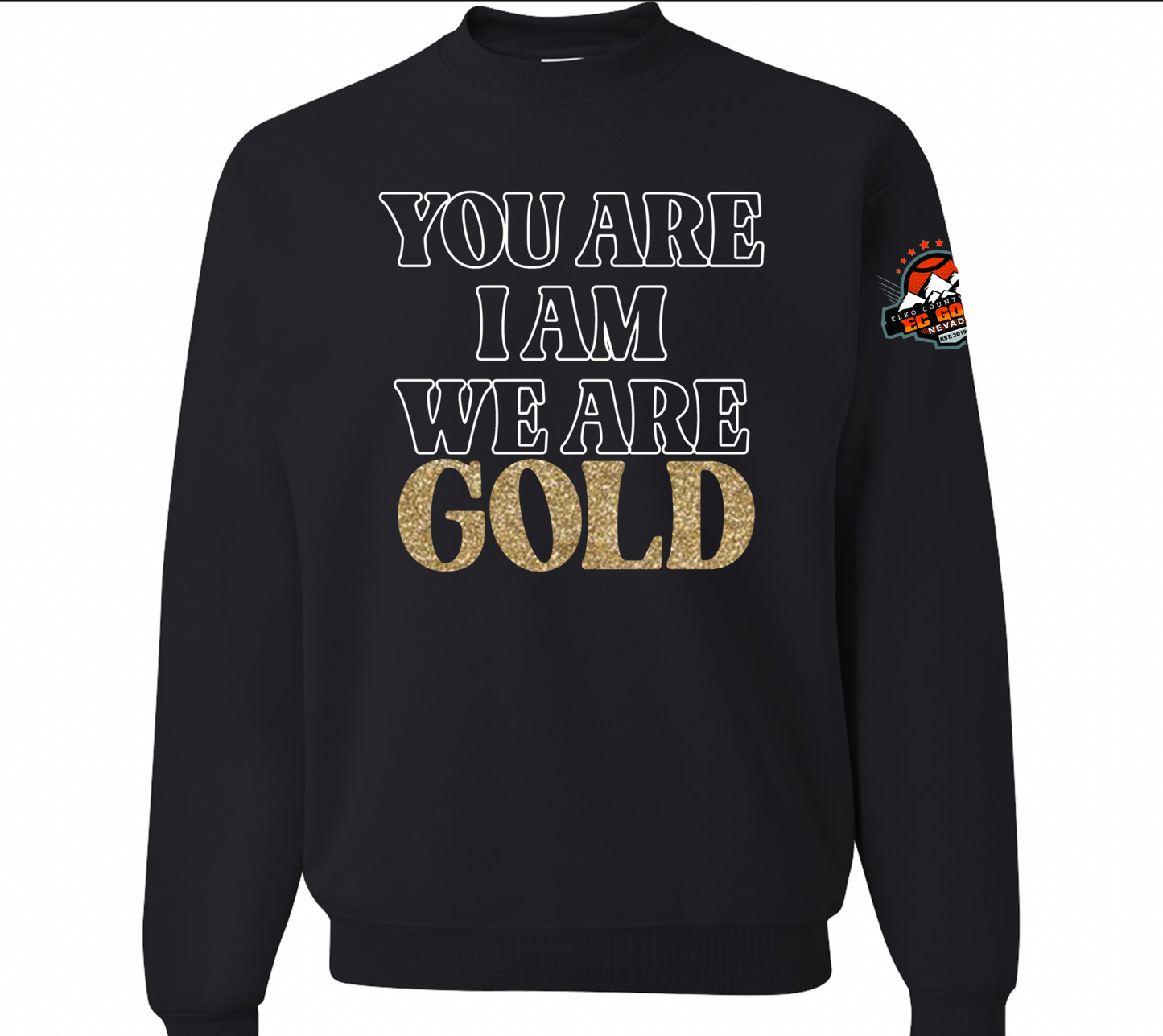 You Are I Am We Are Gold Retro Font | Custom Team Gear | Personalized School Sweatshirt | Triple Word | Game Day | Team Spirit