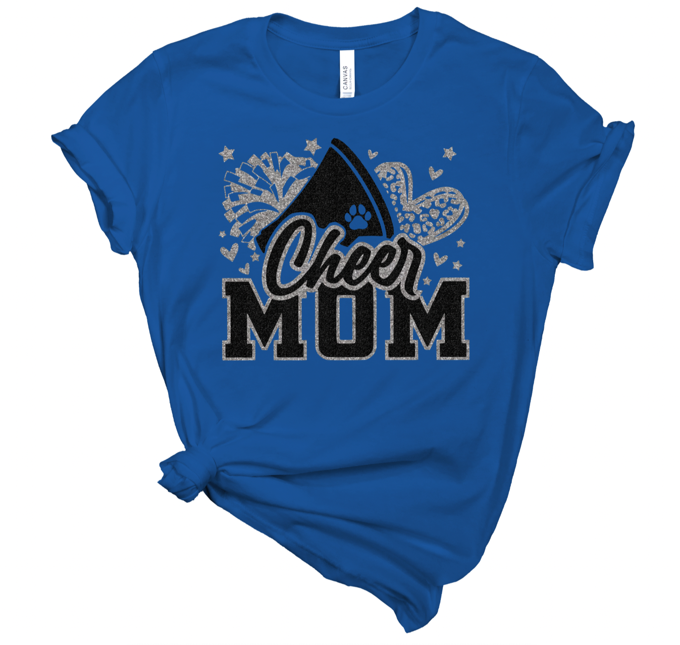 Cheer Mom Pom Megaphone and Leopard Heart - Adult Tee + Sweatshirt