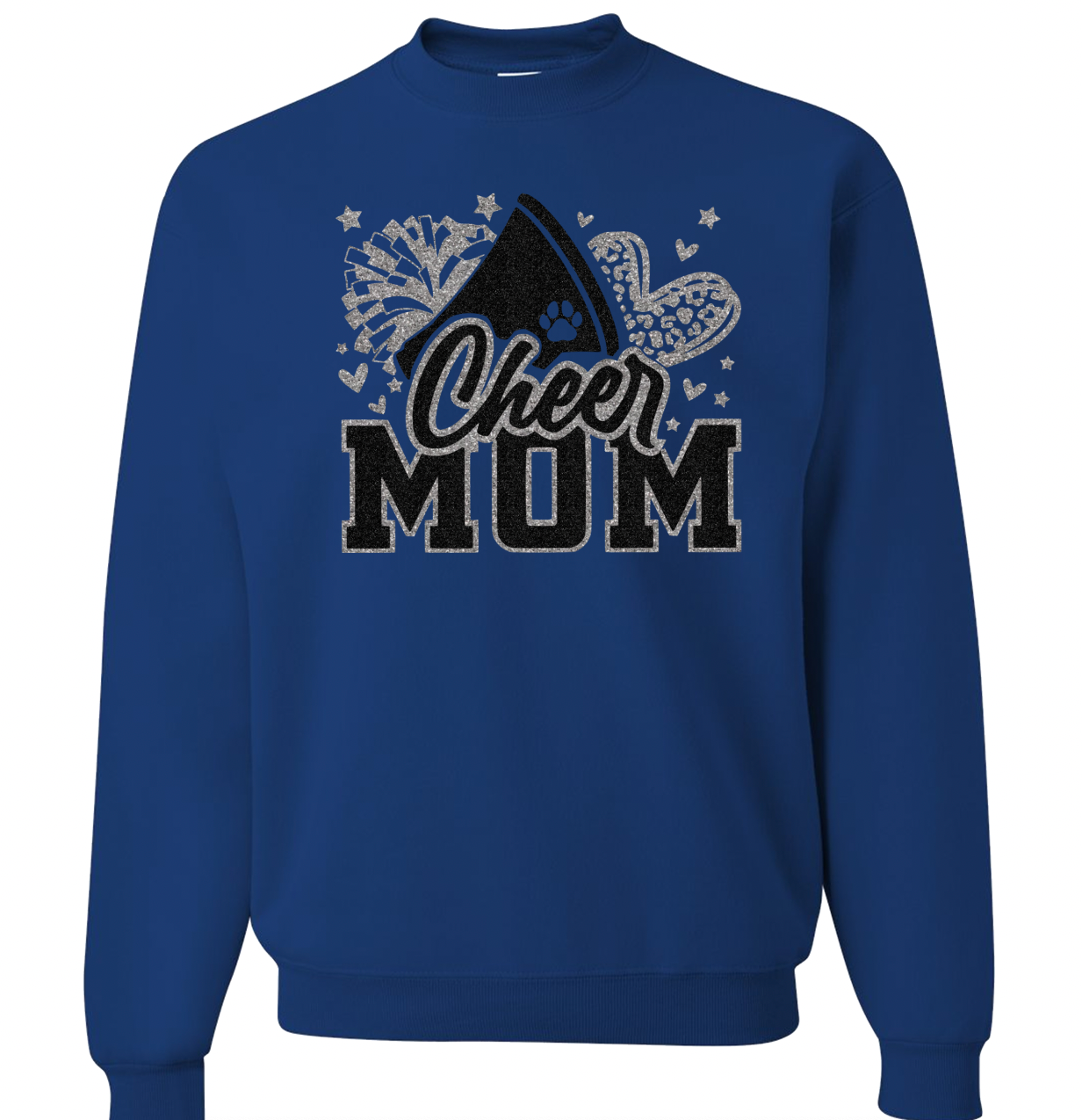 Cheer Mom Pom Megaphone and Leopard Heart - Adult Tee + Sweatshirt