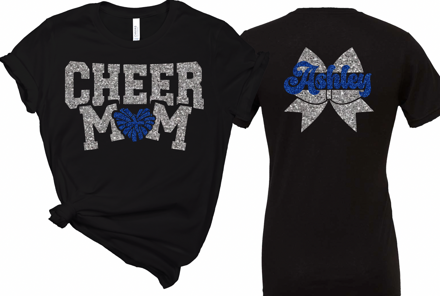 Personalized Cheer Mom with Heart Pom - Adult Size