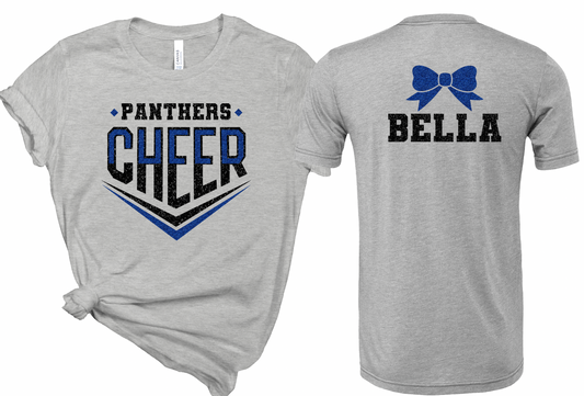 Personalized Panthers Cheer Chevron Bow on Back - Adult + Youth Sizes