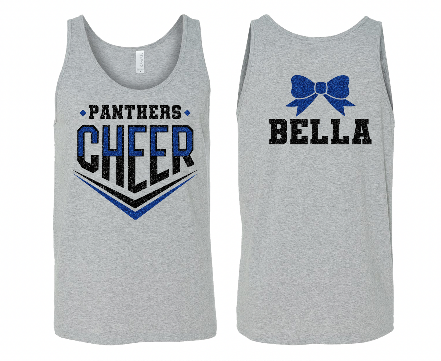 Personalized Panthers Cheer Chevron Bow on Back - Adult + Youth Sizes