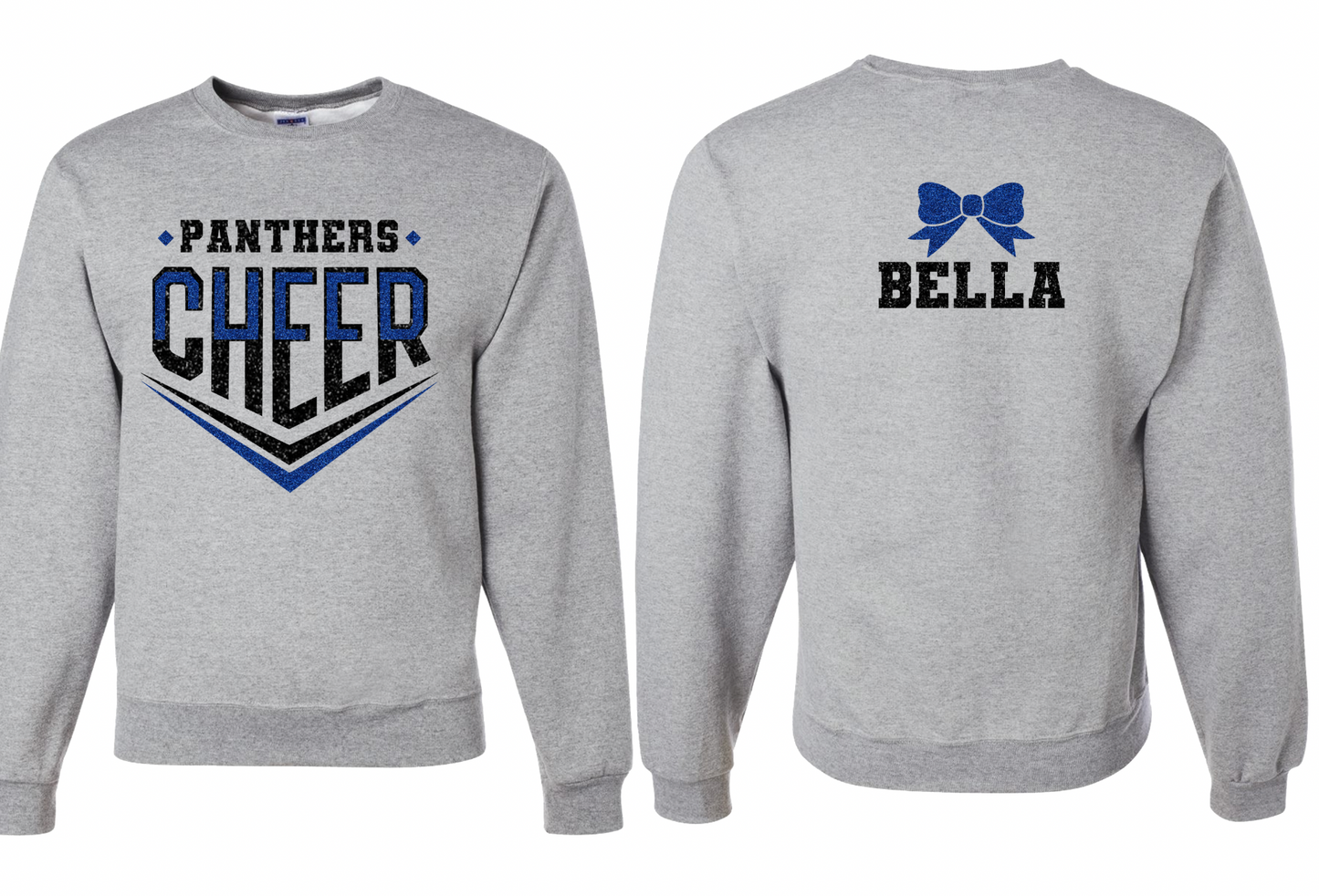 Personalized Panthers Cheer Chevron Bow on Back - Adult + Youth Sizes