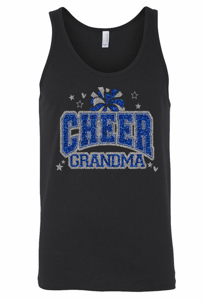 Custom Name Cheer Varsity Pom Pom Glitter Font - Youth and Adult Tee + Tank