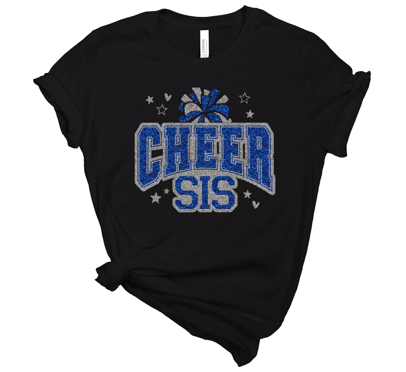 Custom Name Cheer Varsity Pom Pom Glitter Font - Youth and Adult Tee + Tank