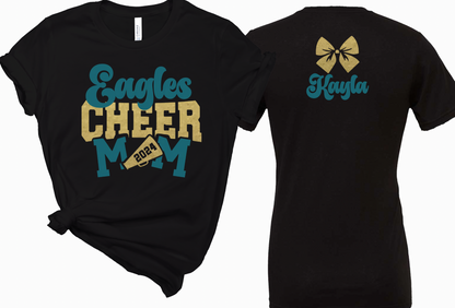 Custom Name Cheer Mom Teal/Gold - Adult Tee