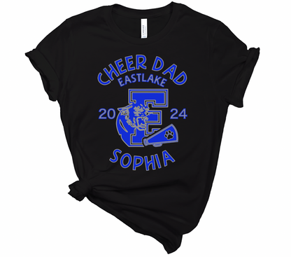 Eastlake Logo Custom Name Cheer Dad Solid Font - Adult Tee