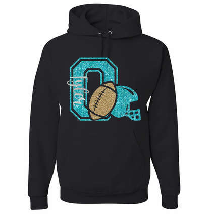 Olympian O Football and Helmet Custom Name - Tank, Tee, Crewneck, Hoodie