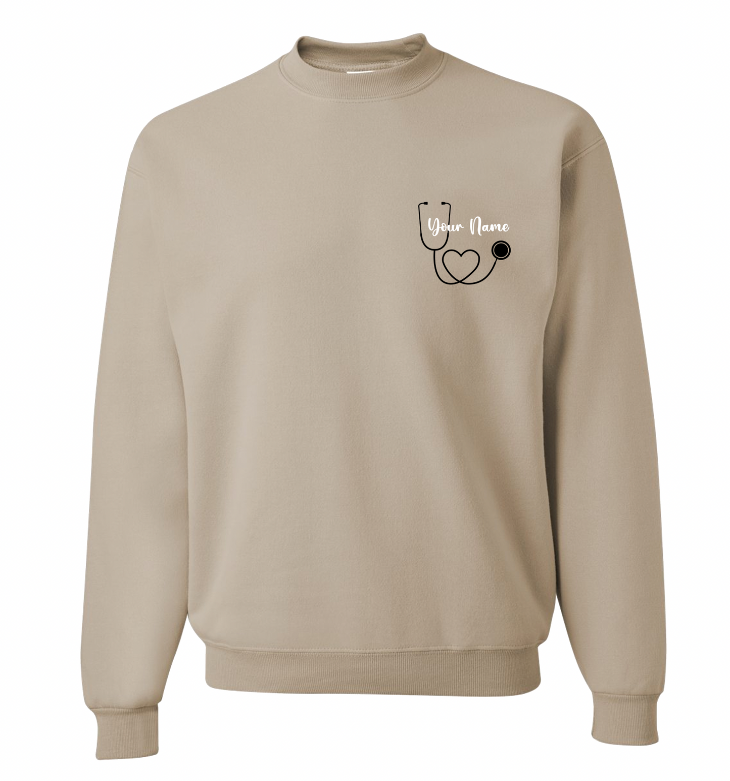 NWU Nursing Personalized Stethoscope Embroidered Crewneck Sweatshirt - 5 Colors