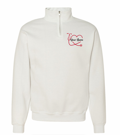 NWU Nursing Personalized Open Heart Embroidered Quarter Zip - 4 Colors