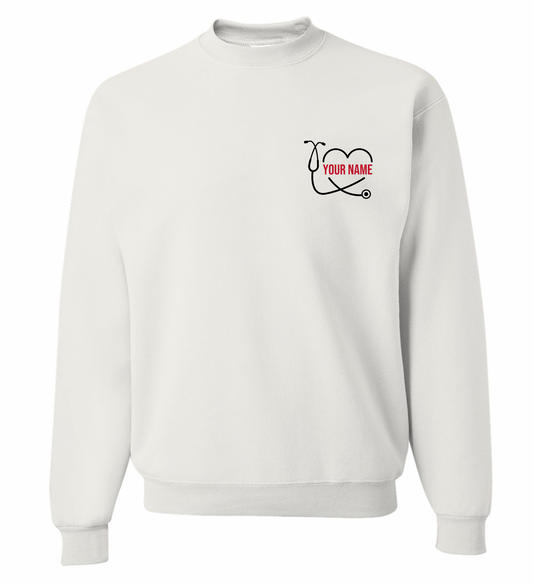 NWU Nursing Personalized Open Heart Embroidered Crewneck Sweatshirt - 5 Colors