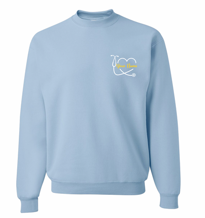 NWU Nursing Personalized Open Heart Embroidered Crewneck Sweatshirt - 5 Colors