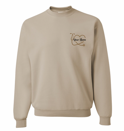 NWU Nursing Personalized Open Heart Embroidered Crewneck Sweatshirt - 5 Colors