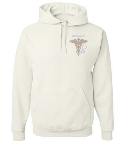 NWU Nursing Personalized Caduceus and Stethoscope Embroidered Hoodie - 5 Colors