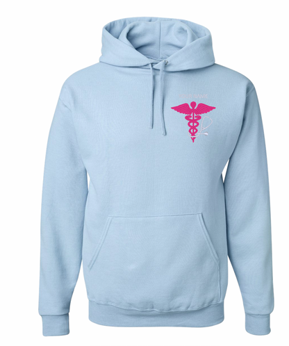 NWU Nursing Personalized Caduceus and Stethoscope Embroidered Hoodie - 5 Colors