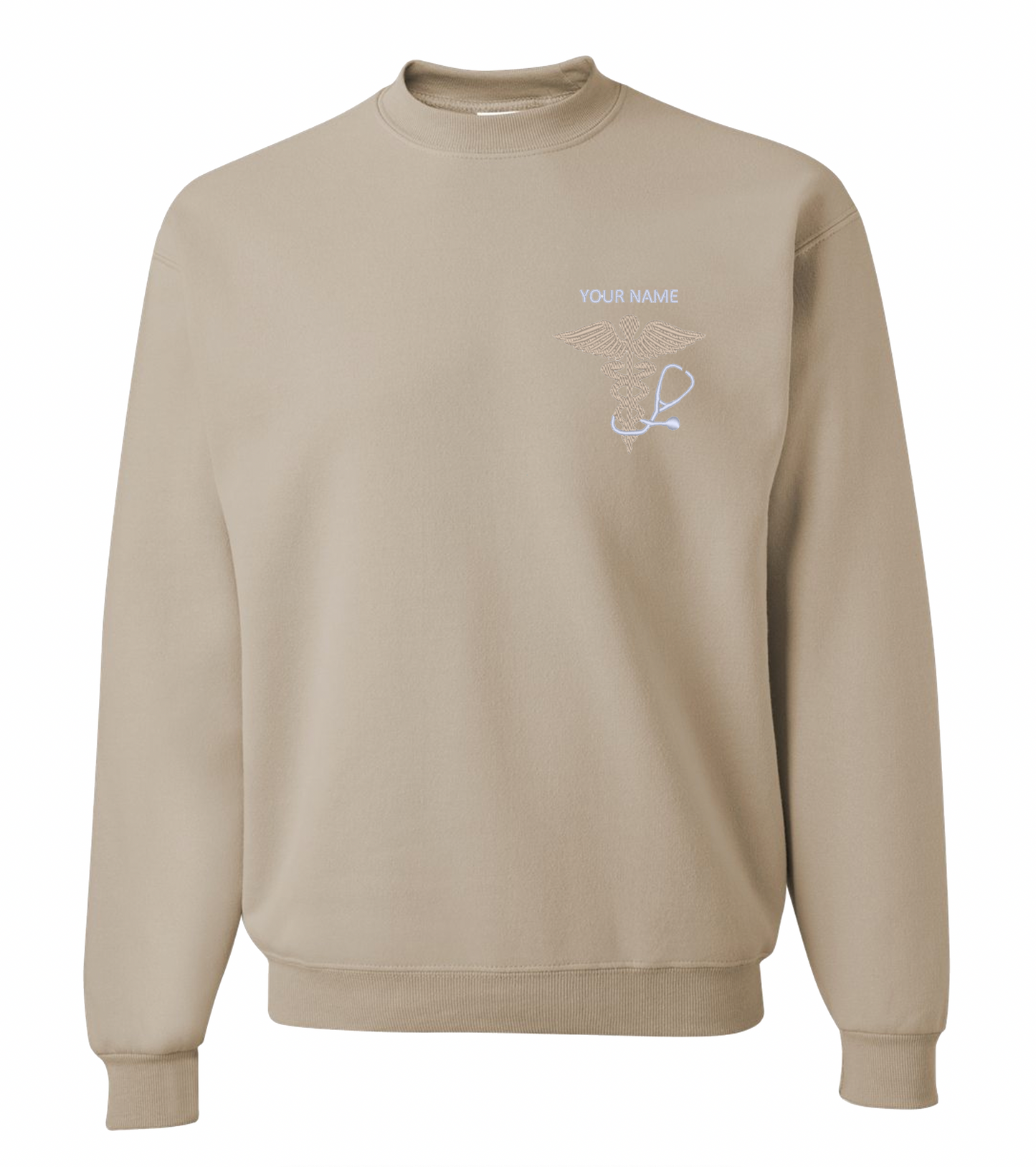 NWU Nursing Personalized Caduceus and Stethoscope Embroidered Crewneck - 5 Colors