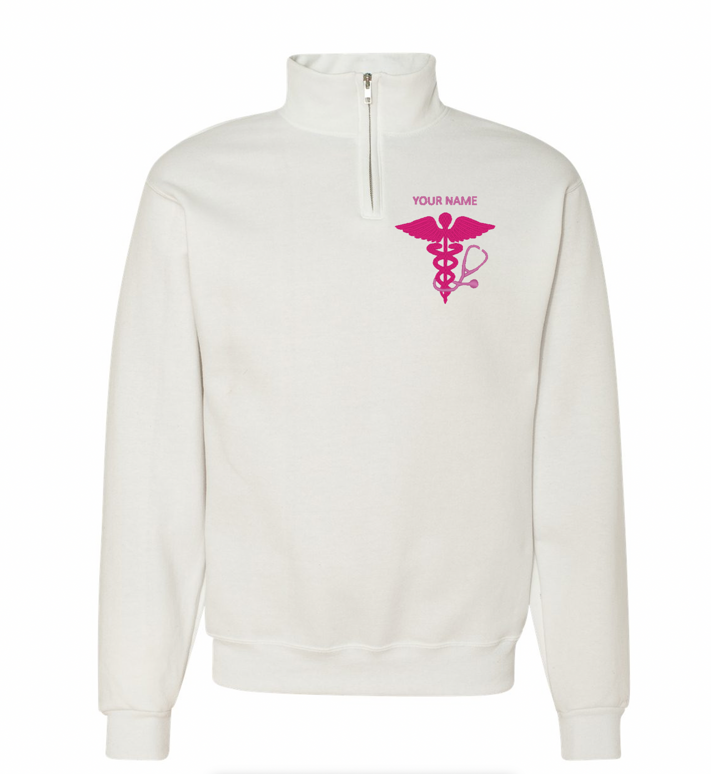 NWU Nursing Personalized Caduceus and Stethoscope Embroidered Quarter Zip - 4 Colors