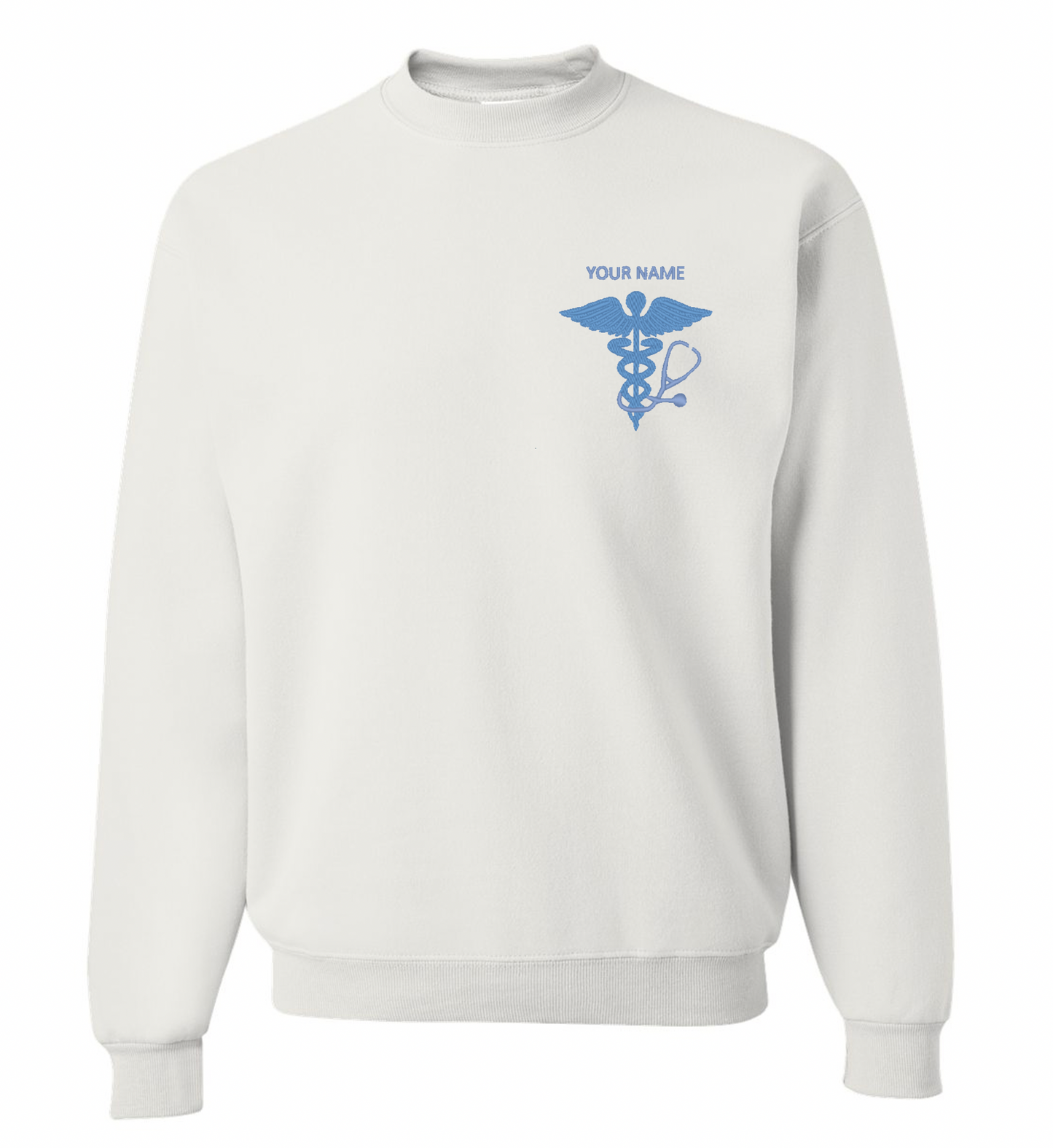 NWU Nursing Personalized Caduceus and Stethoscope Embroidered Crewneck - 5 Colors